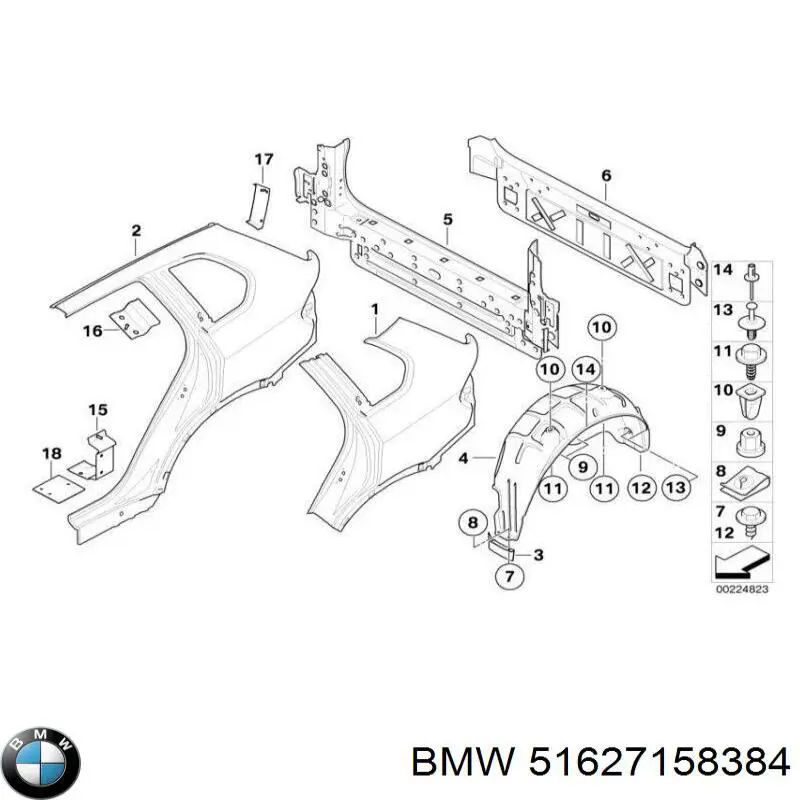 Щиток грязезащитний заднього крила, передній правий на BMW X5 (E70)