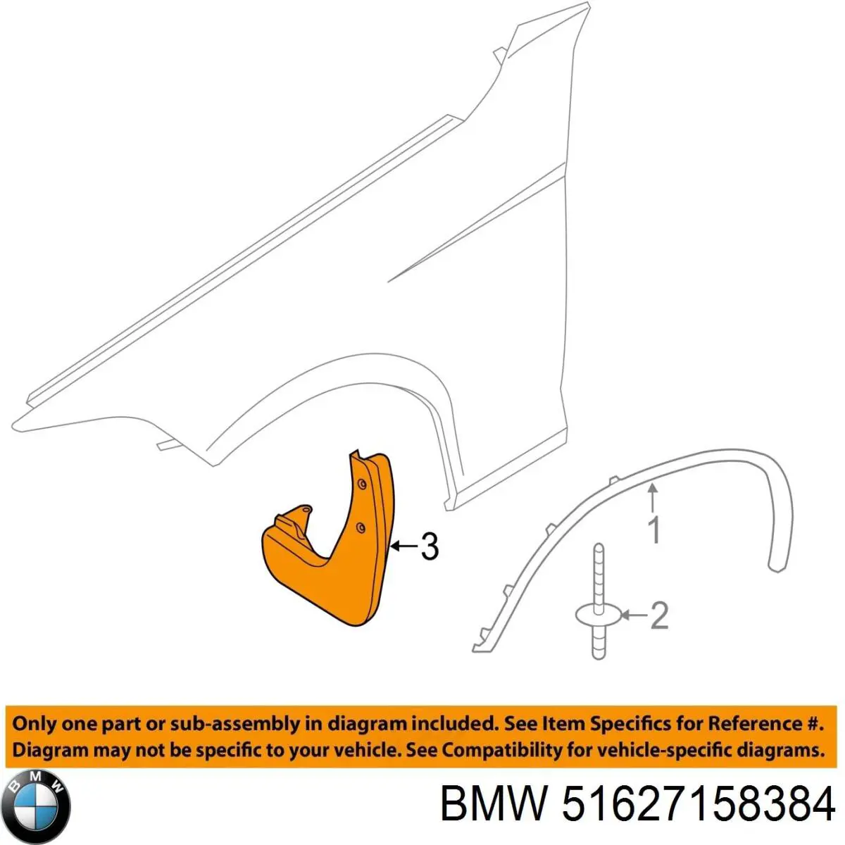 Купити 51627158384 BMW Щиток брудозахисний заднього крила, передній правий