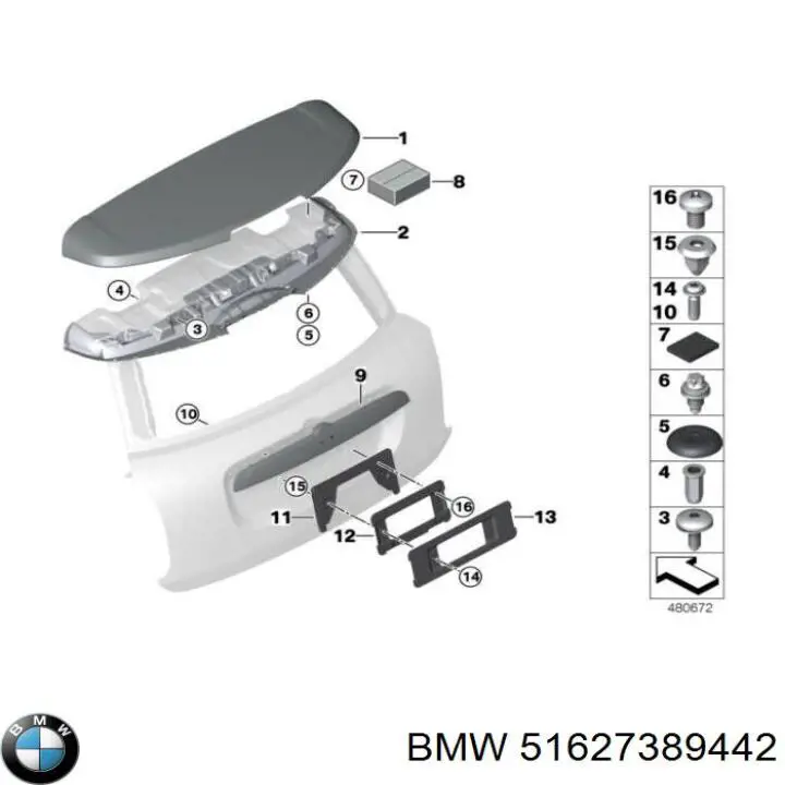 51627389442 BMW Спойлер кришки багажника