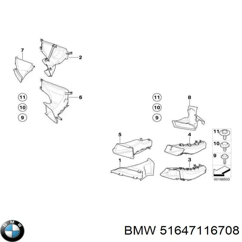 Кронштейн-адаптер кріплення фари передньої, правої 51117116708 BMW
