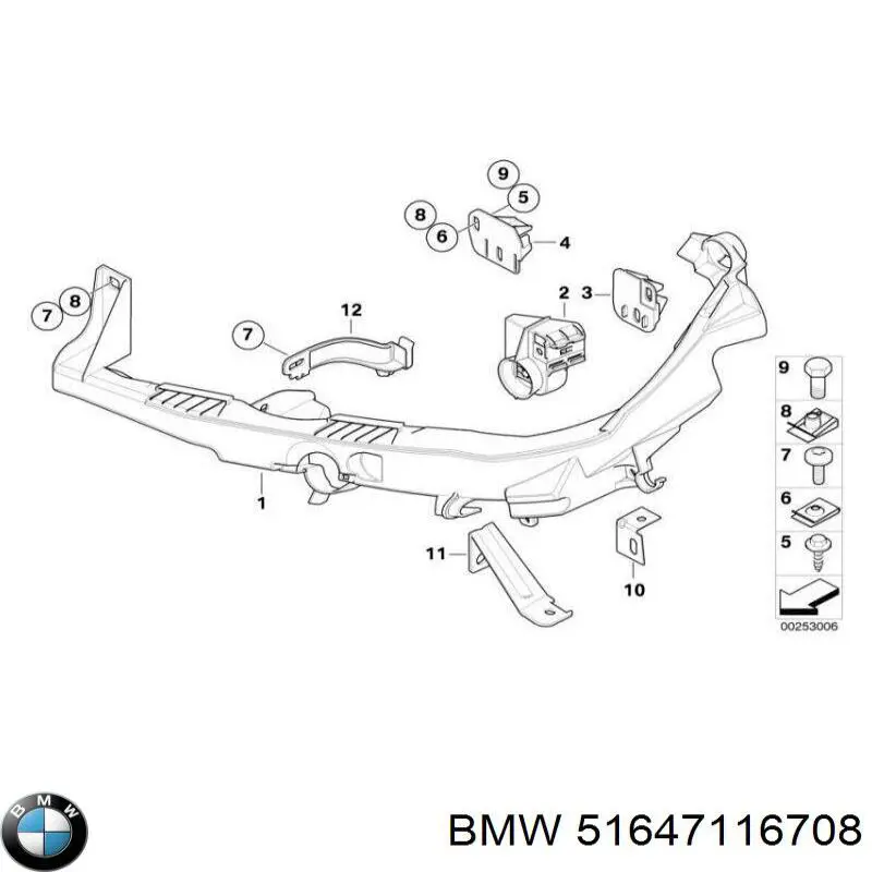 51647116708 BMW кронштейн-адаптер кріплення фари передньої, правої