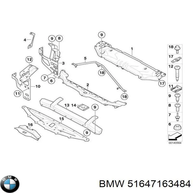 51647163484 BMW супорт радіатора правий/монтажна панель кріплення фар