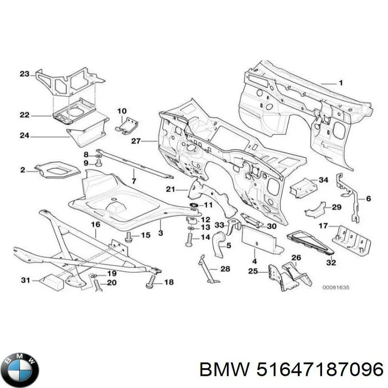 51647187096 BMW підсилювач супорта радіатора, нижній