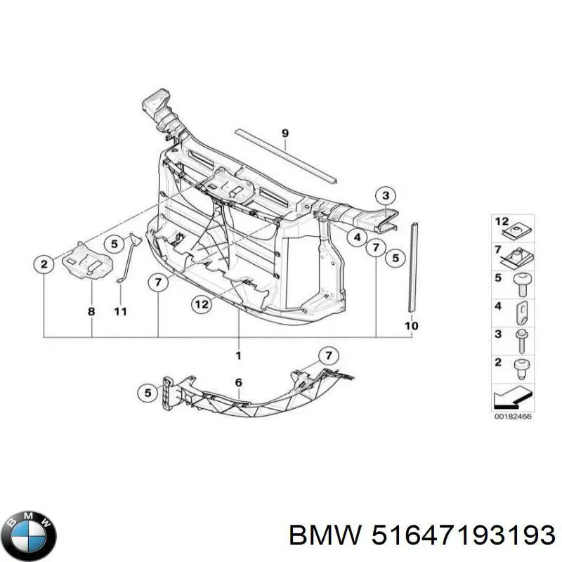 Рамка радіатора верхня BMW 51647193193 ціна, від 665.95 USD