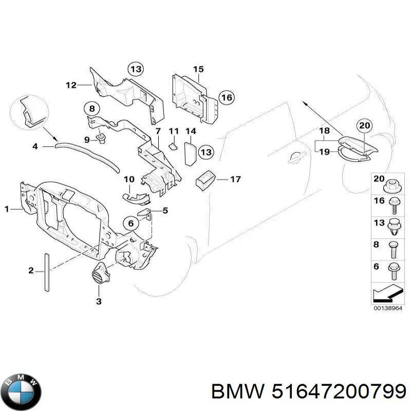 Панель передня BMW 51647200799 ціна, від 76.35 USD
