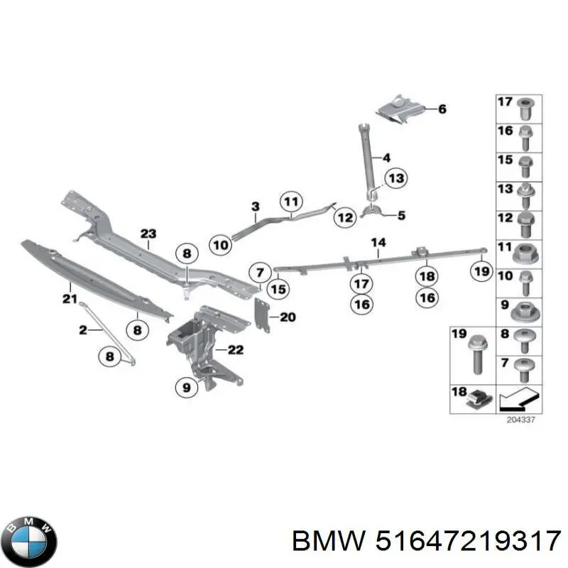 Кронштейн бампера переднього, лівий 51647219317 BMW