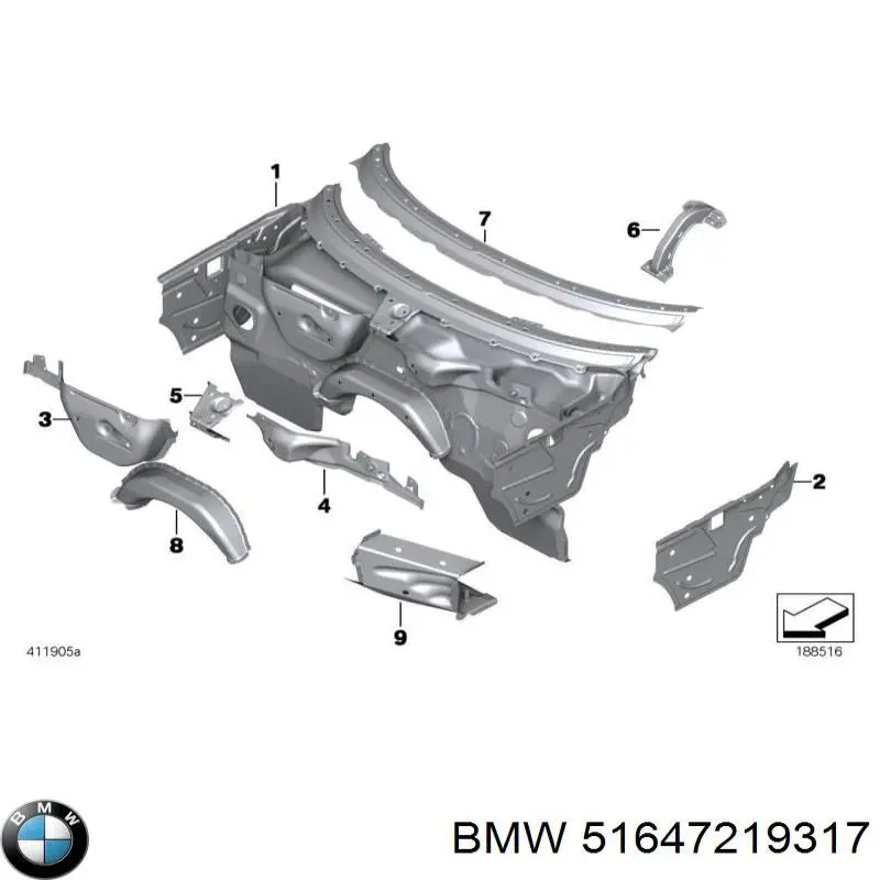 51647219317 BMW Лівий кронштейн переднього бампера
