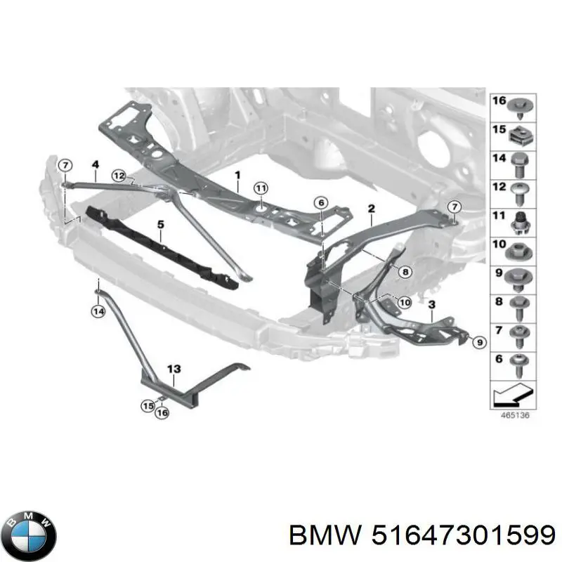 Кронштейн-адаптер кріплення фари передньої, лівої BMW 7301599 ціна, від 56.19 USD