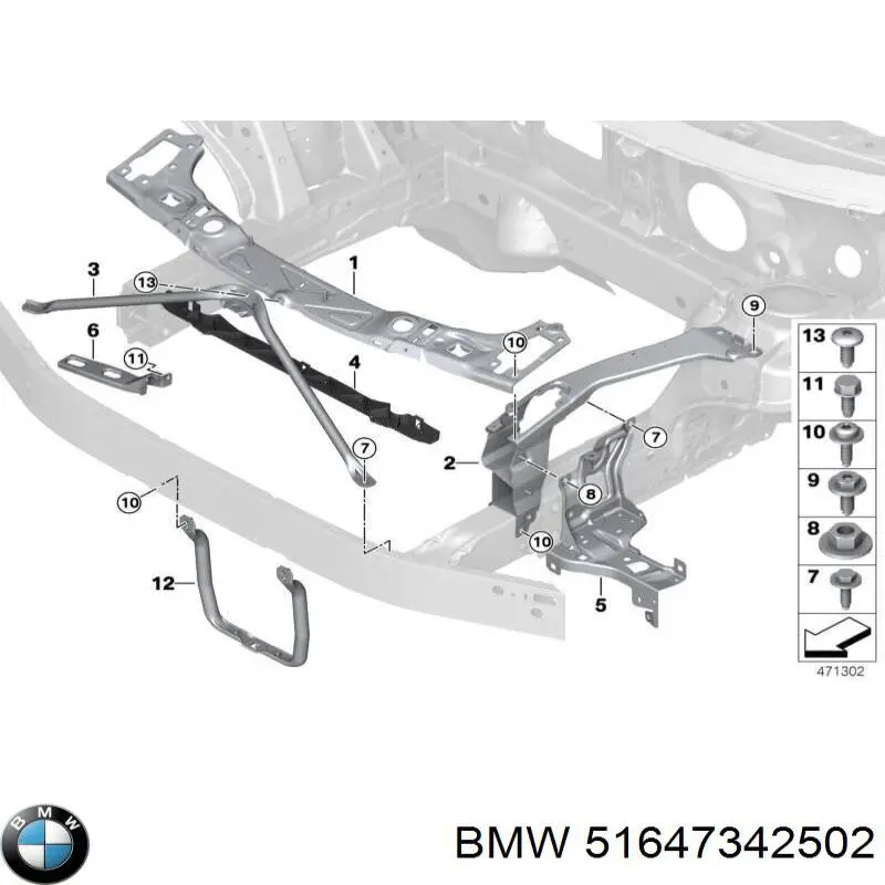 Кронштейн-адаптер кріплення фари передньої, правої BMW 51647342502 ціна, від 29.45 USD