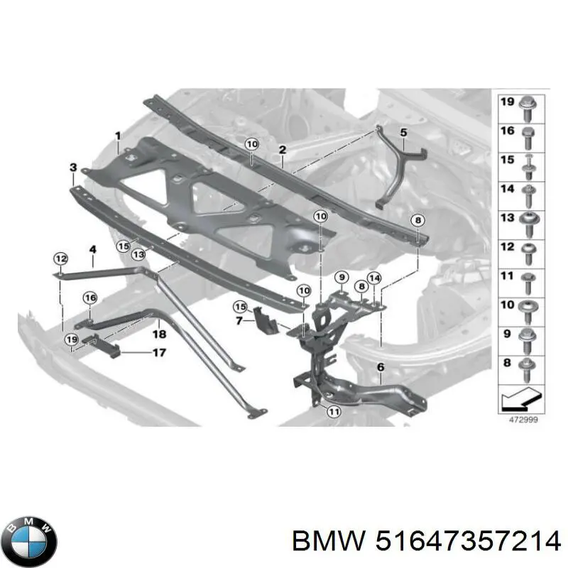 Купити 51647357214 BMW Кронштейн-адаптер кріплення фари передньої, правої