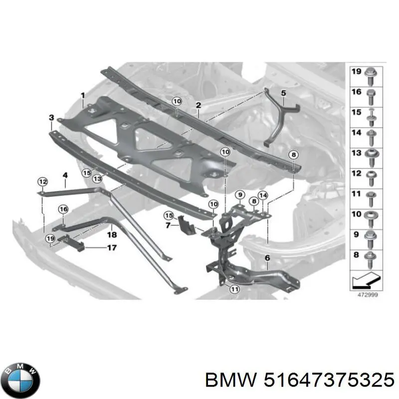 51647375325 BMW Кріплення фари передньої, лівої