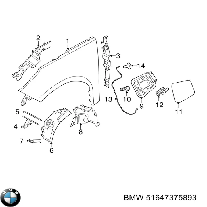 Ліве переднє крило BMW 51647375893 ціна, від 395.03 USD