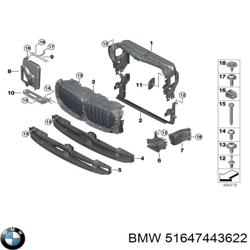 51647443622 BMW Кронштейн радіатора нижній