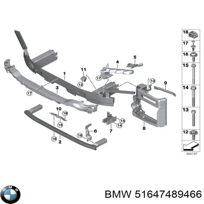 Абсорбер бампера переднього BMW 51647489466 ціна, від 35.27 USD