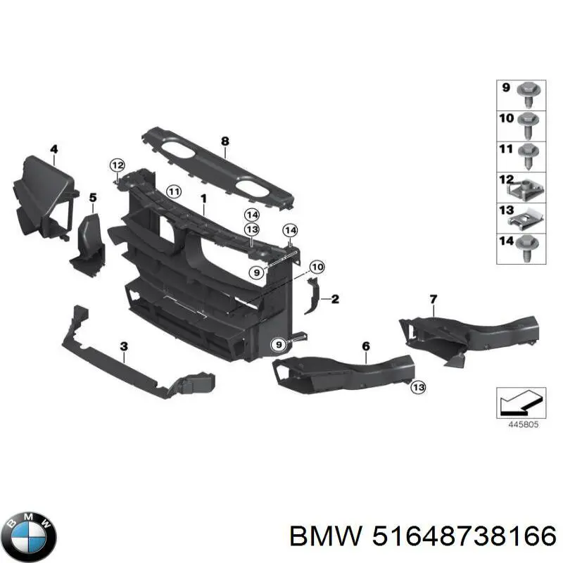 Повітроводи системи охолодження двигуна BMW 51648738166 ціна, від 243.79 USD