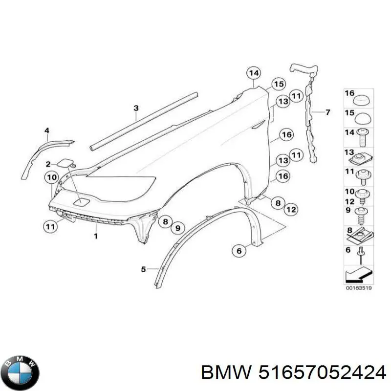 Крило переднє праве 51657052424 BMW