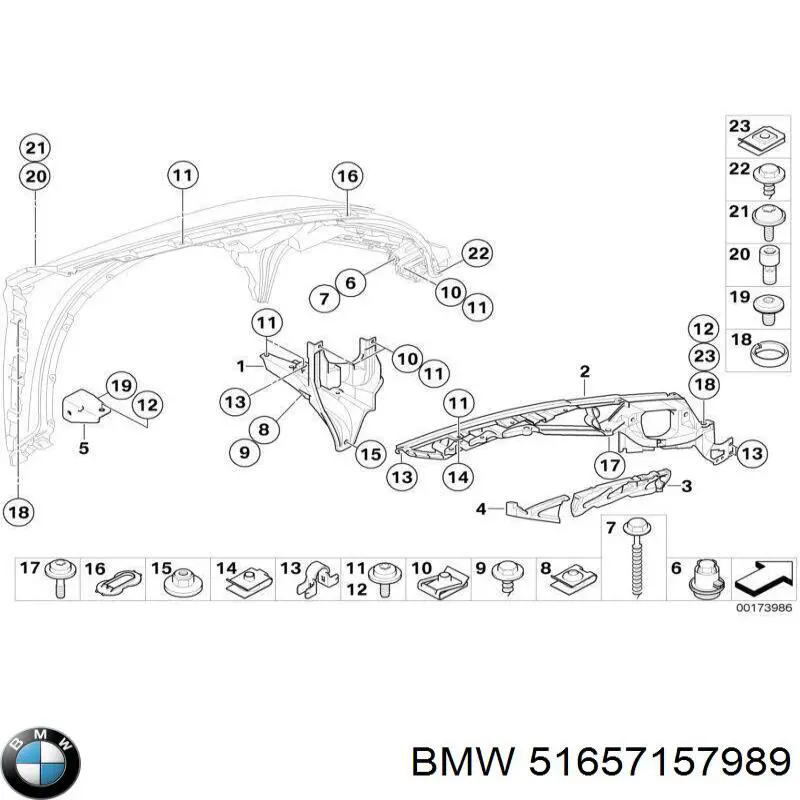 51657157989 BMW Кронштейн кріплення крила переднього лівого верхній