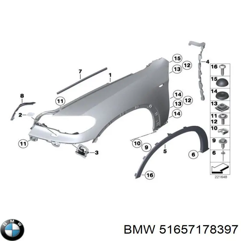 51657178397 BMW Переднє ліве крило