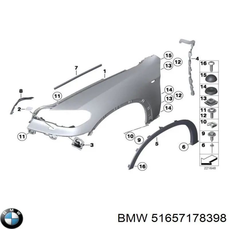 Крила 51657178398 BMW