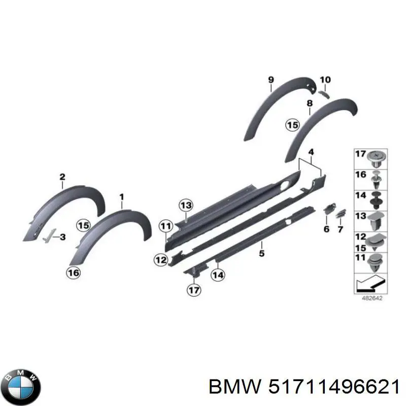 51711496621 BMW пістон (кліп кріплення накладок порогів)