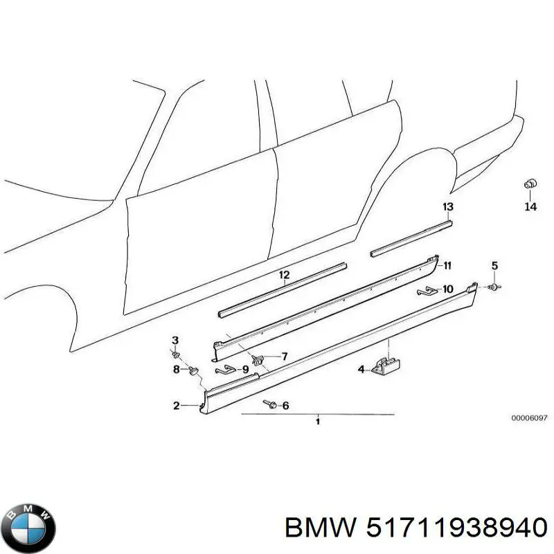 51711938940 BMW пістон (кліп кріплення підкрилки переднього крила)