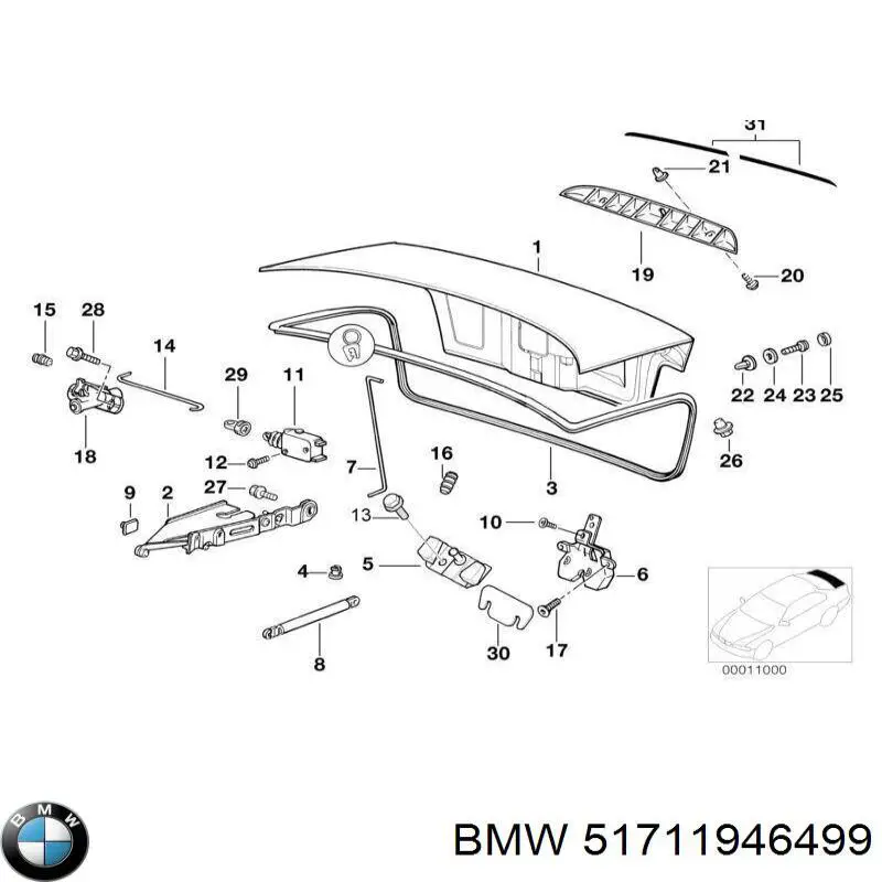 Гумка ущільнювача під капот BMW 51711946499 ціна, від 180.68 USD