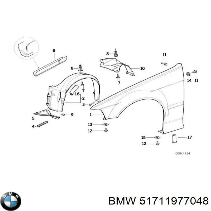Купити 51711977048 BMW Підкрилок передній правий