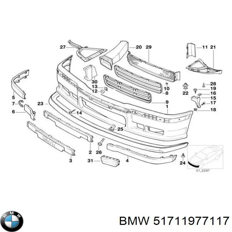 Захист бампера переднього, лівий на BMW 3 (E36)