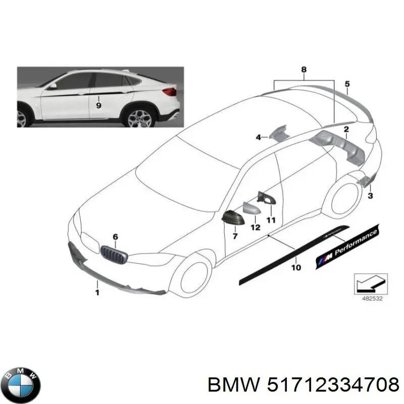 51712334708 BMW Решітка радіатора ліва