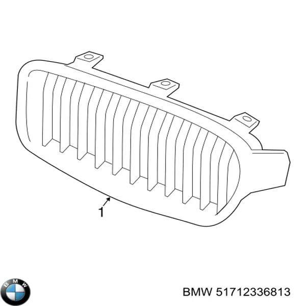 Решітка радіатора ліва BMW 51712336813 ціна, від 40.10 USD