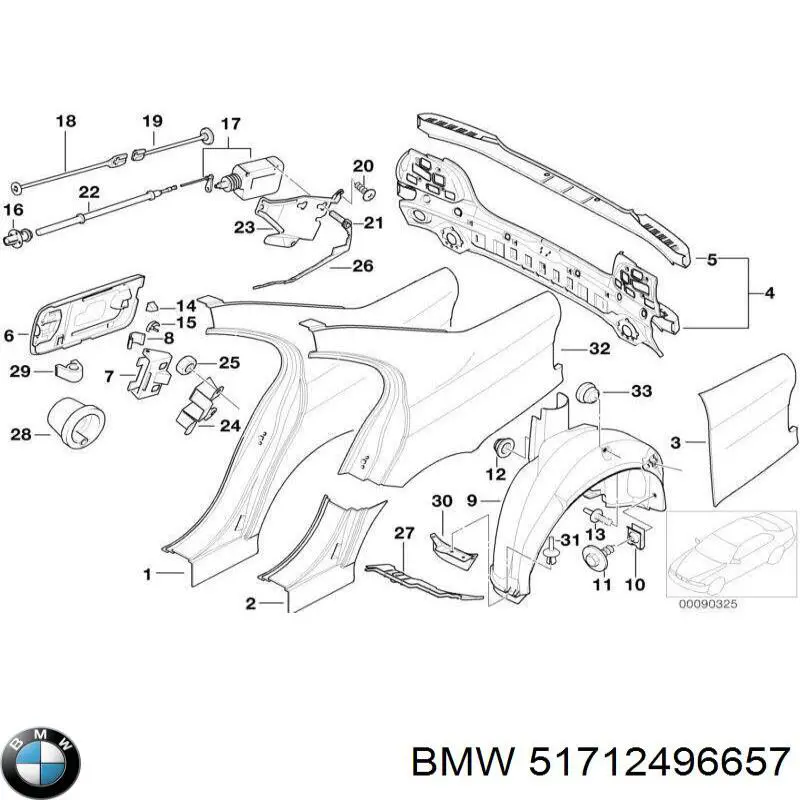 51712496657 BMW Підкрилок заднього крила, лівий