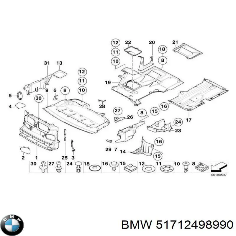 Захист двигуна, правий на BMW 5 (E39)
