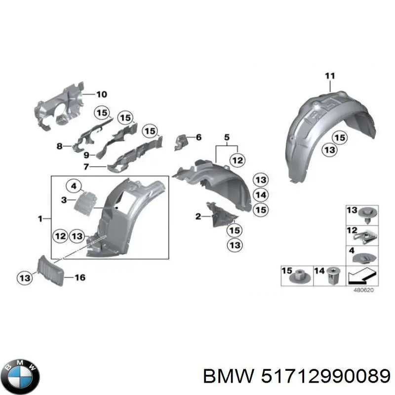 Підкрилок переднього крила, лівий 51712990089 Market (OEM)