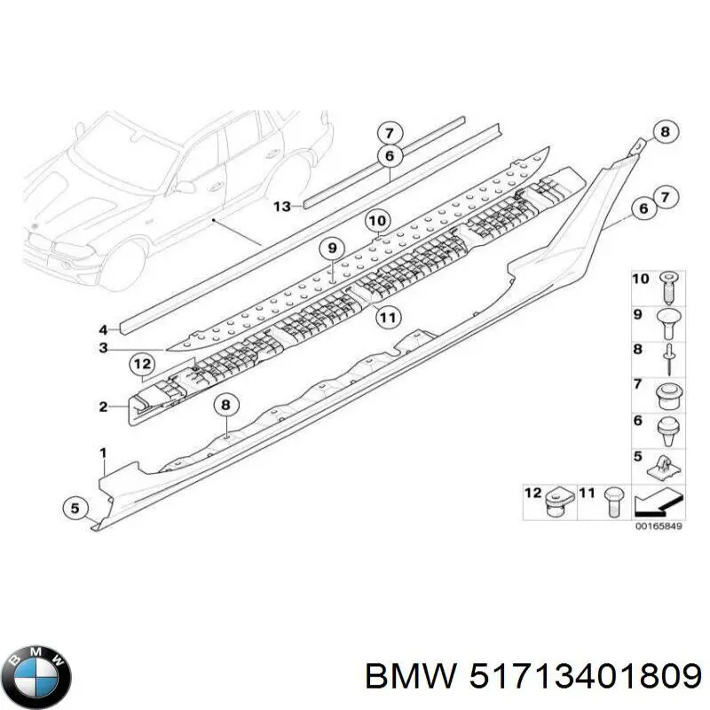 Накладка зовнішня (молдинг) порога, лівий на BMW X3 (E83)