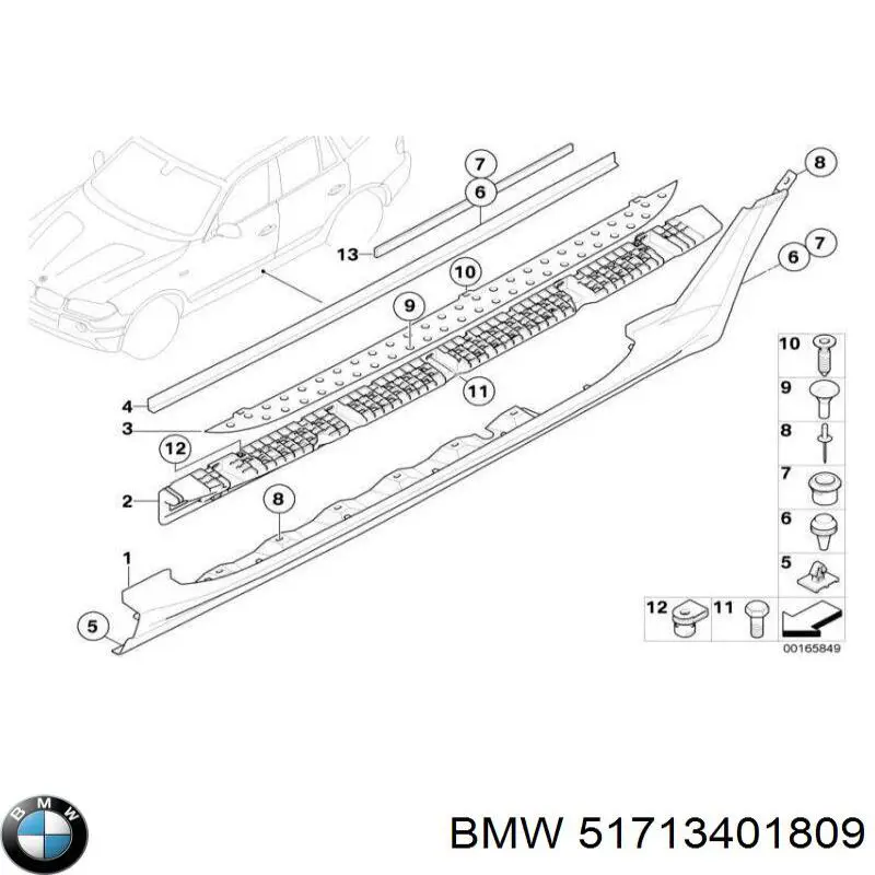  Накладка зовнішня (молдинг) порога, лівий BMW X3 