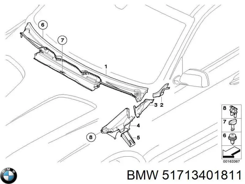 Решітка двірників на BMW X3 (E83)
