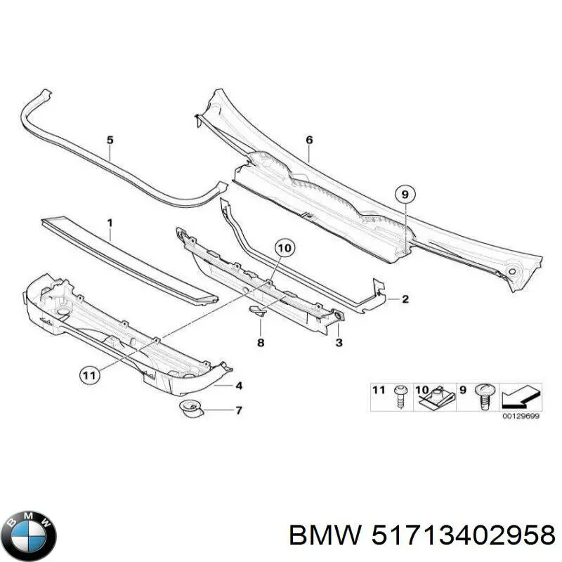 Заглушка протитуманки передньої правої BMW 51713402958 ціна, від 27.42 USD