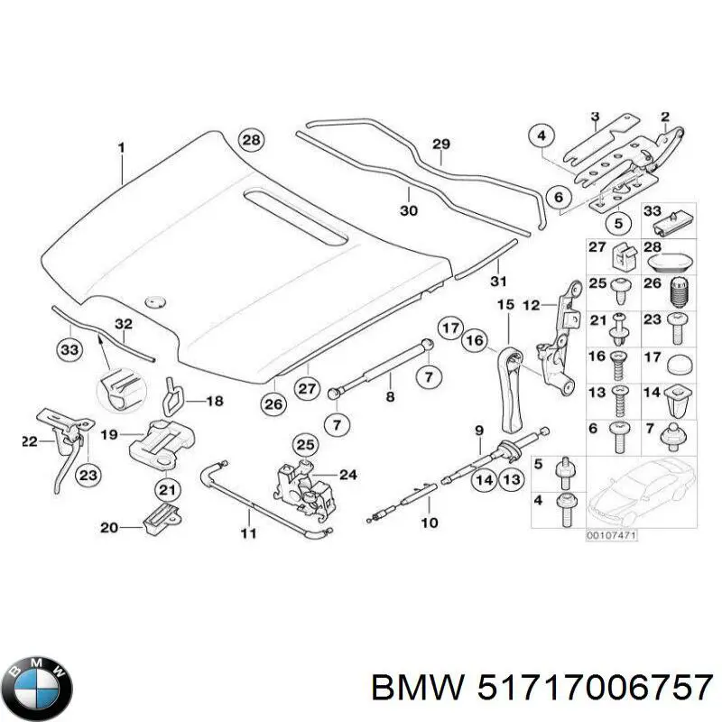 Кліпса ущільнювача дверей на BMW X5 (E53)