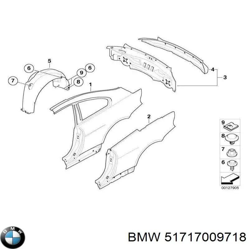 Підкрилок заднього крила, правий на BMW 6 (E63)