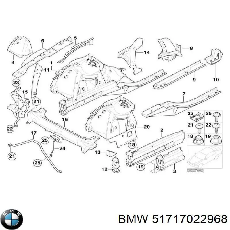 Супорт радіатора правий/монтажна панель кріплення фар на BMW 7 (E65,66)