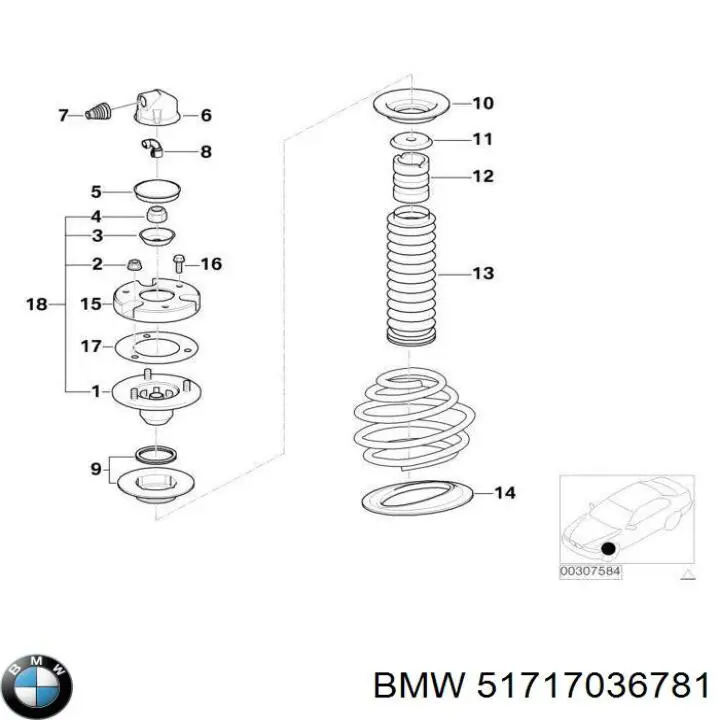 51717036781 BMW верхній кронштейн опори амортизатора передньої