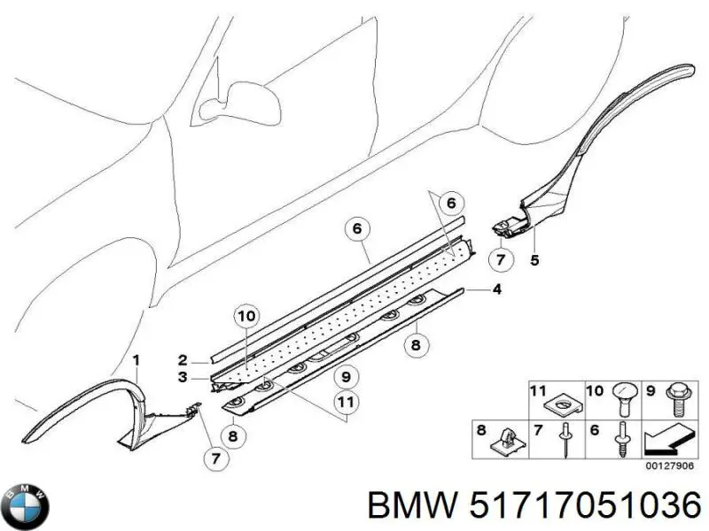 51717051036 BMW Молдинг арки колеса заднього, правий