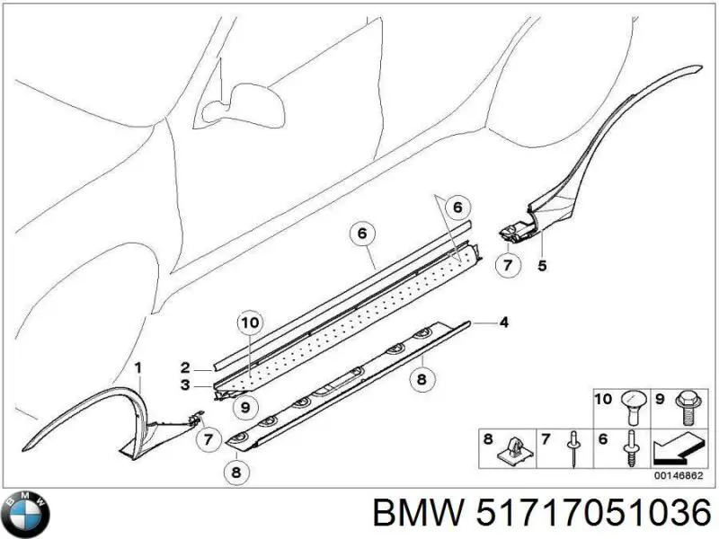Купити 51717051036 BMW Розширювач заднього крила, правий