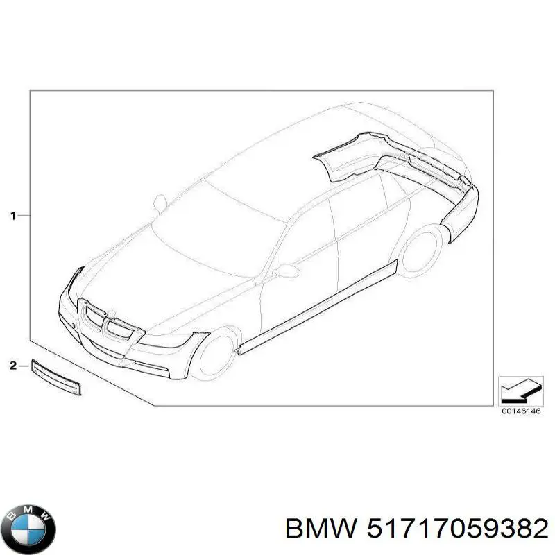  Підкрилок заднього крила, правий BMW 3 