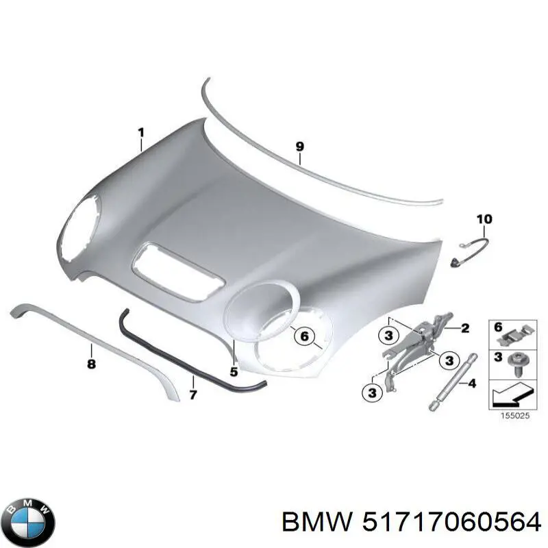 51717060564 BMW Ущільнювач капота