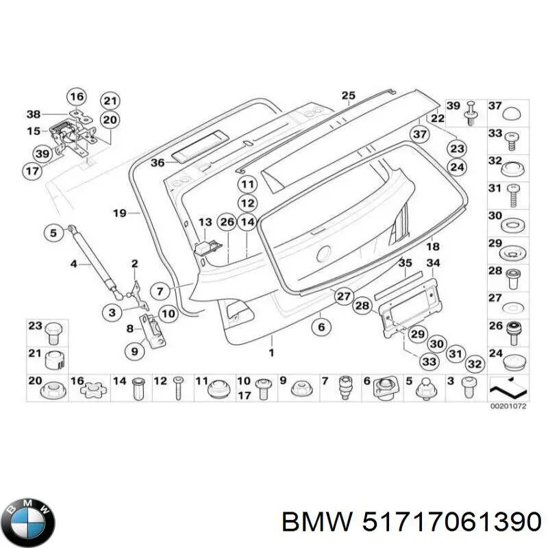 51717061390 BMW Ущільнювач заднього скла