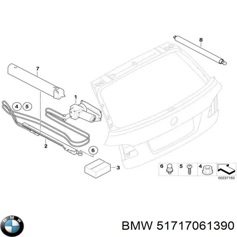 Ущільнювач заднього скла BMW 51717061390 ціна, від 63.33 USD