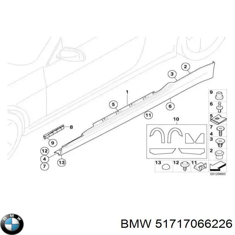 Пістон (кліп) кріплення накладок порогів BMW 51717066226 ціна, від 0.55 USD
