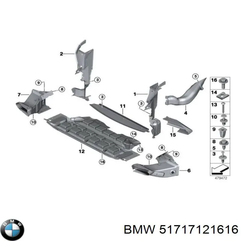 7121616 BMW Повітропровід гальмівного диска, правий