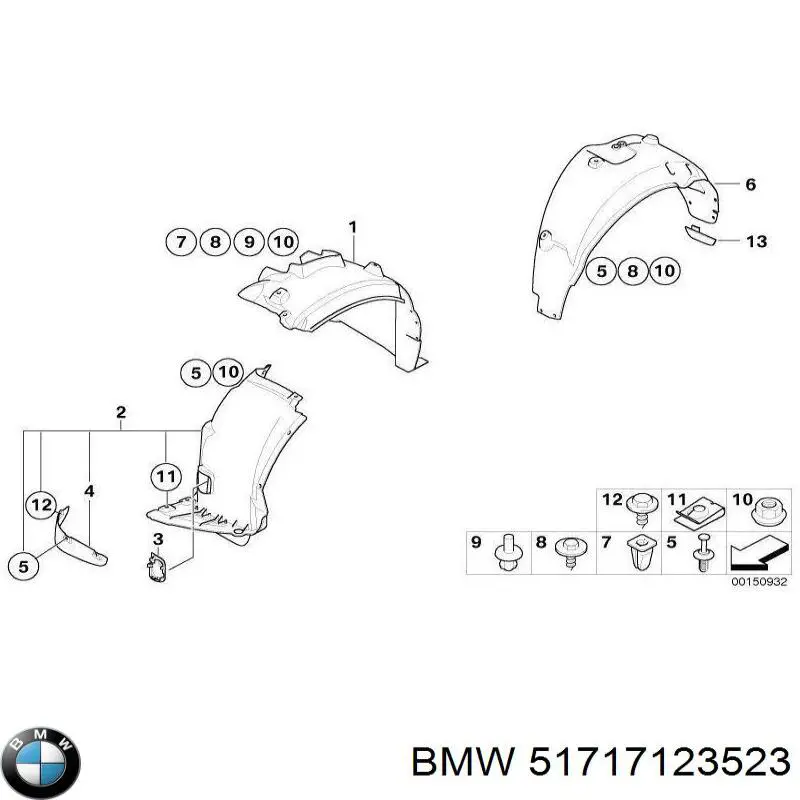 51717123523 BMW Підкрилок заднього крила, лівий